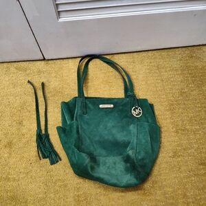 Michael Kors Green Suede Slouchy Bag, Modified